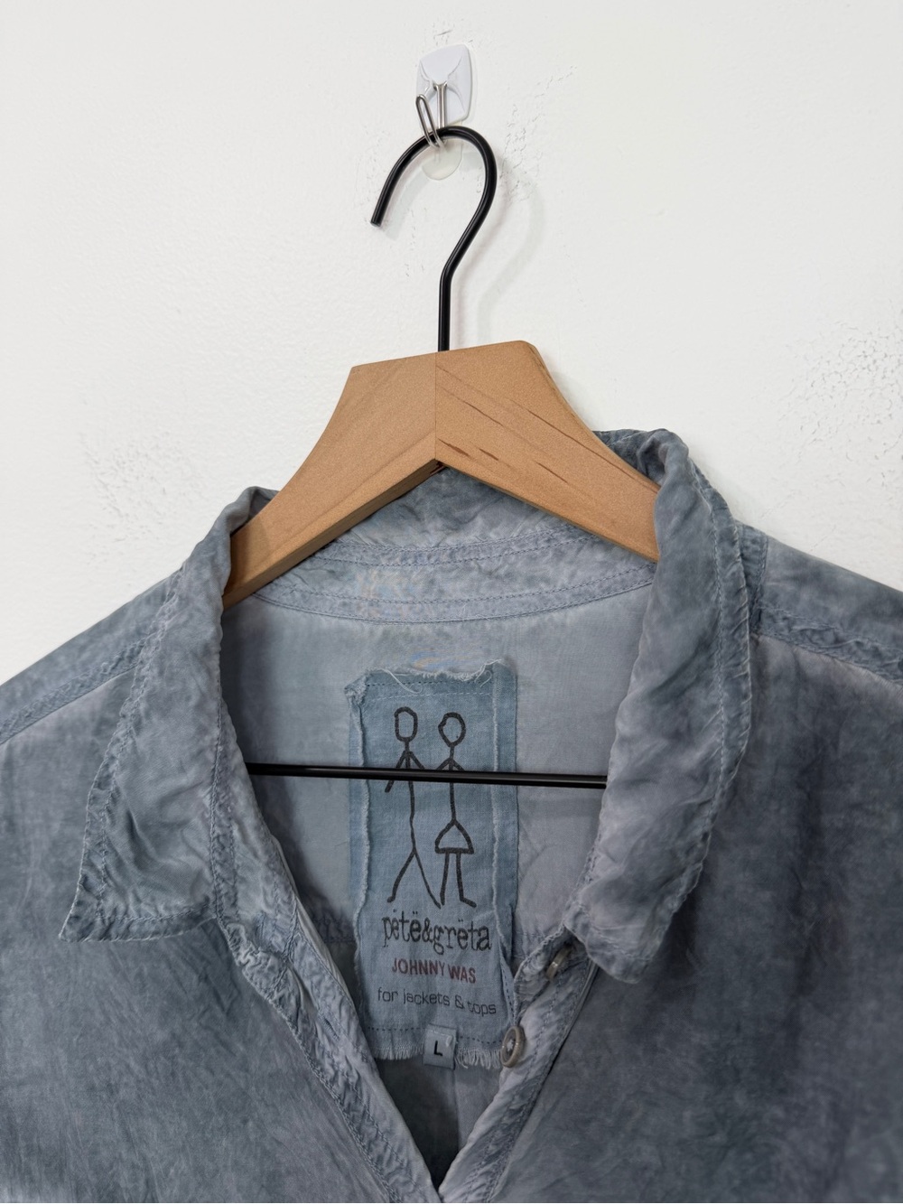 Johnny Was Pete & Greta Mineral Wash Tunic Top Women’s Large Gray Button Front - Picture 4 of 7
